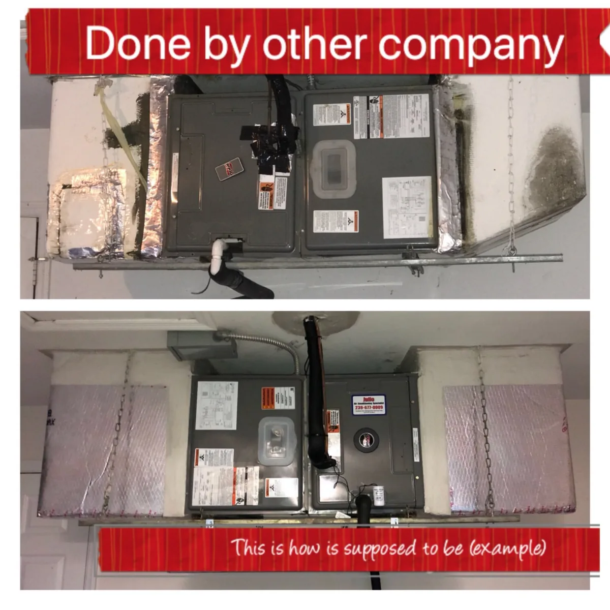 Before and after HVAC installation example