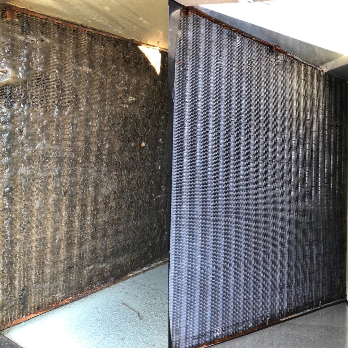 Coil cleaning before and after example