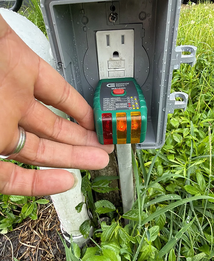 Finished GFCI outlet installed outdoors