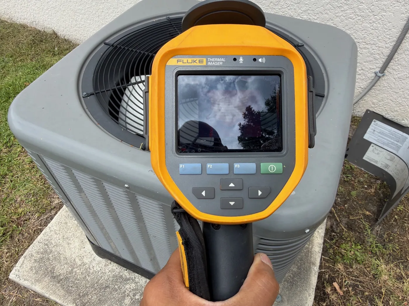 Thermal imaging diagnostic proof on an outdoor AC condenser
